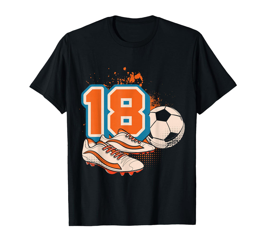 18Th Birthday Soccer Player Football 18 T-Shirt - Unique Graphic Unisex