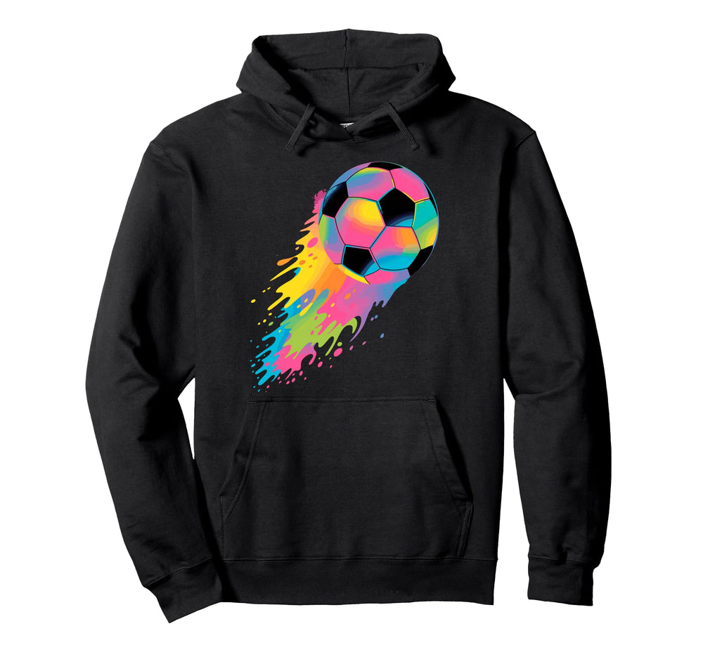 Colorful Splash Art Soccer Football Ball Hoodie - Graphic Print Unisex