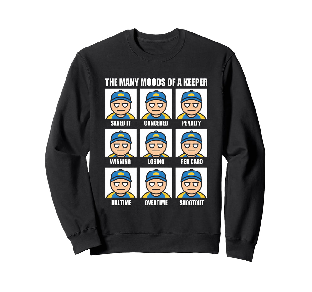 Many Moods Goalkeeper Soccer Sweatshirt - Custom Art Print for Adults