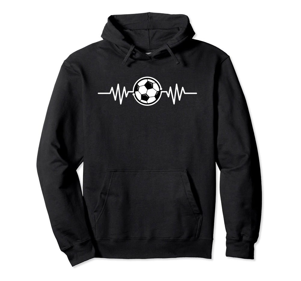 Soccer Ball Heartbeat Pulse Line Fan Hoodie - Minimalist Print Men Women