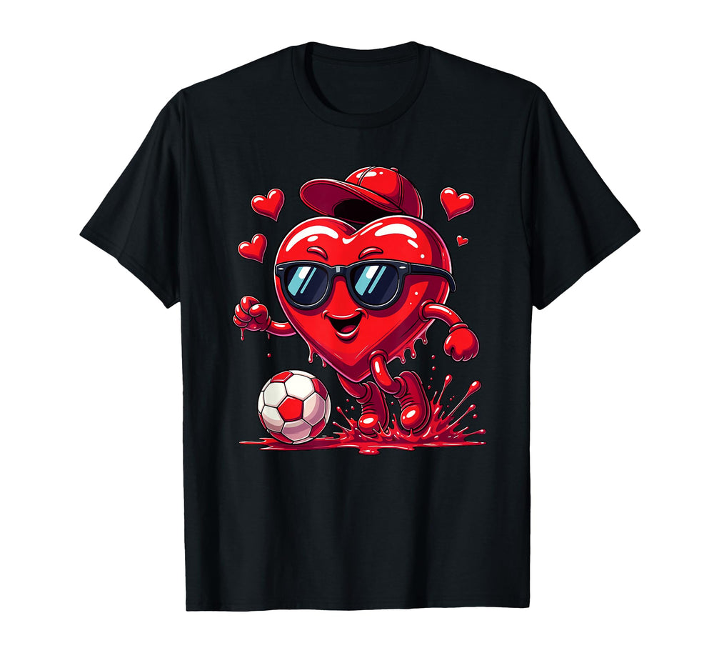 Valentine Soccer Heart Drip Sport T-Shirt - Novelty Apparel for Adults