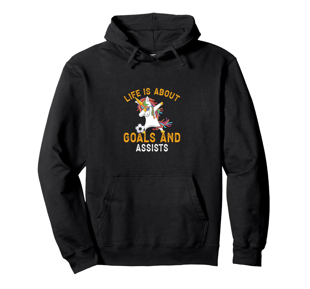 Soccer Life Is About Goals And Assists Hoodie - Minimalist Print for Adults