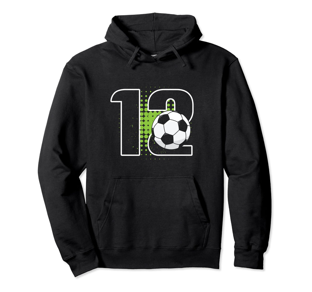 12Th Birthday Soccer Player Football 12 Hoodie - Trendy Graphic for Adults