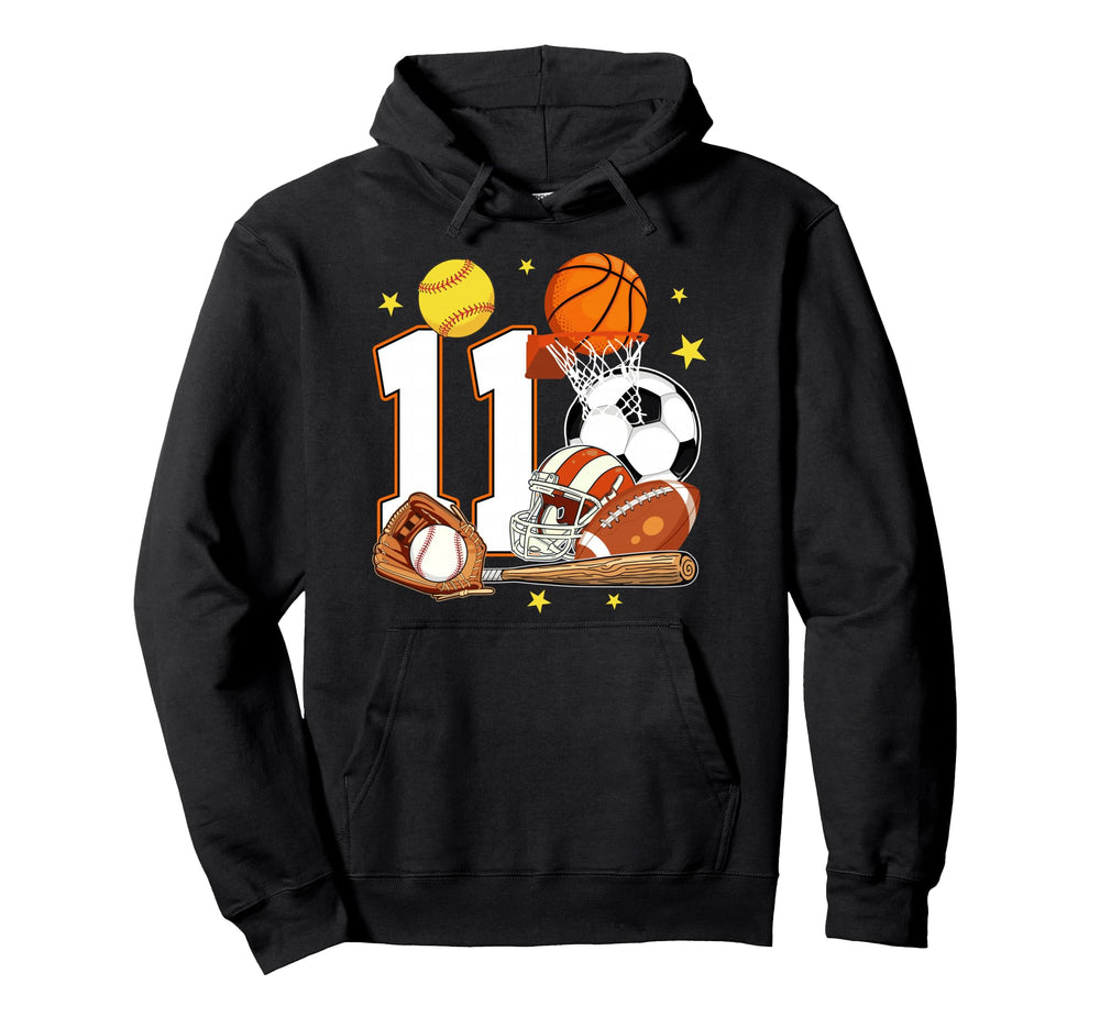 11Th Birthday Sports Birthday Theme 11 Year Hoodie - Graphic Print Unisex