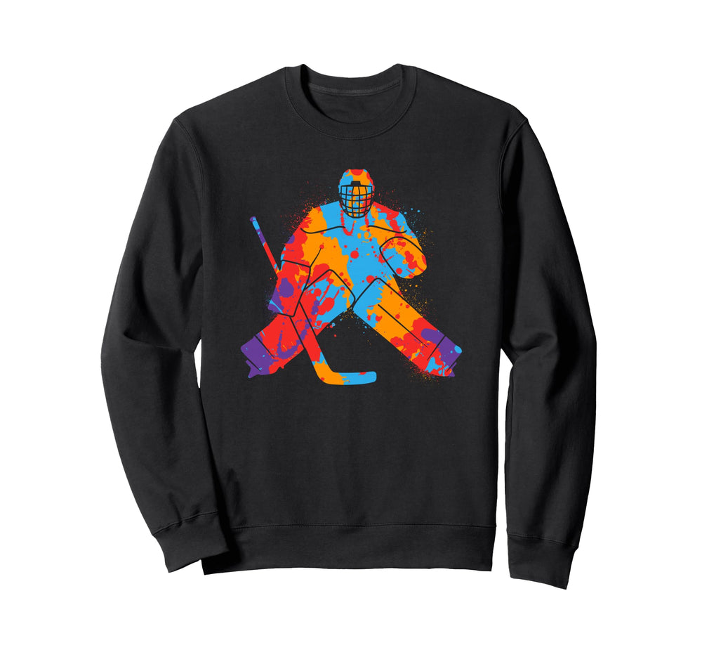 Hockey Player Colorful Goalkeeper Sweatshirt - Custom Art Print for Adults