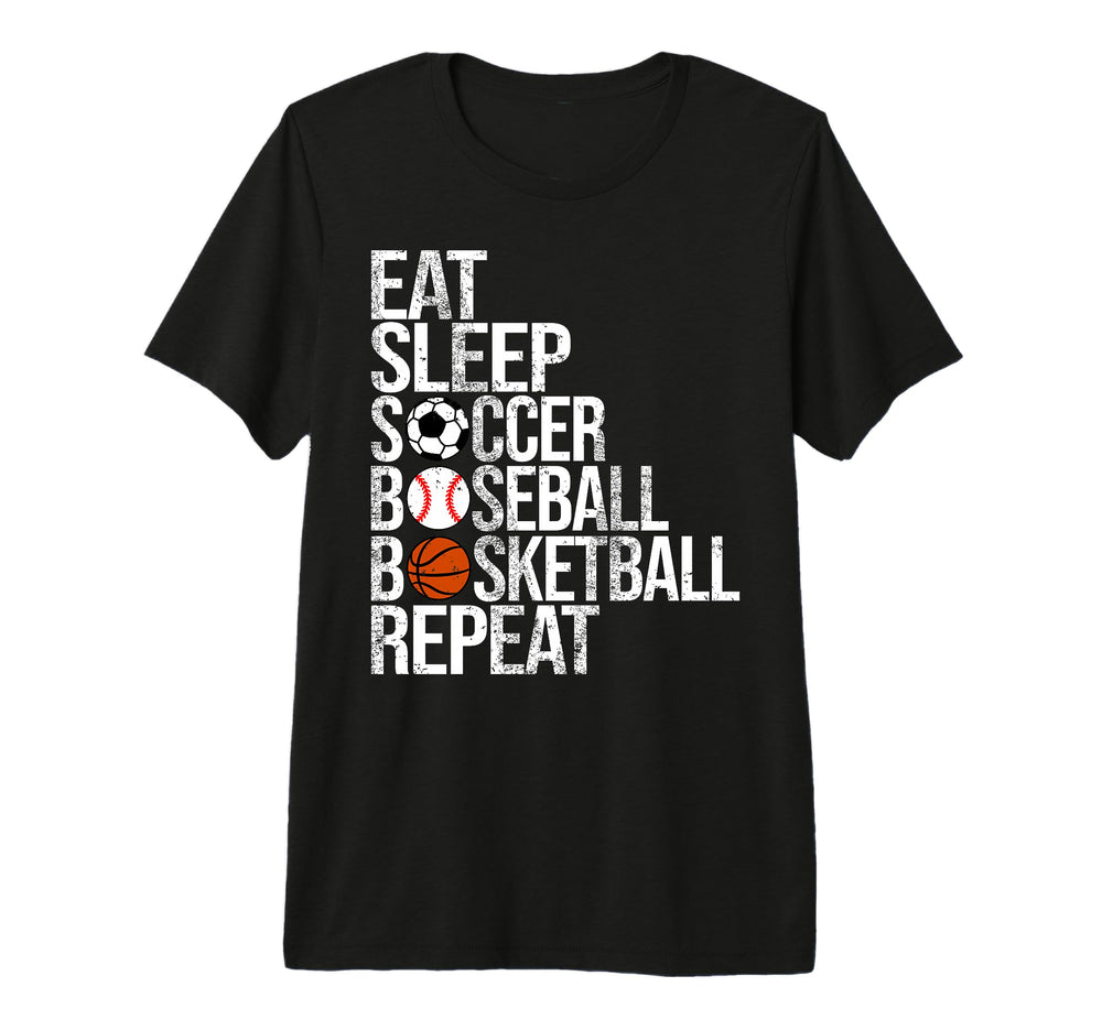 Eat Sleep Soccer Baseball T-Shirt - Casual Everyday Wear for Adults