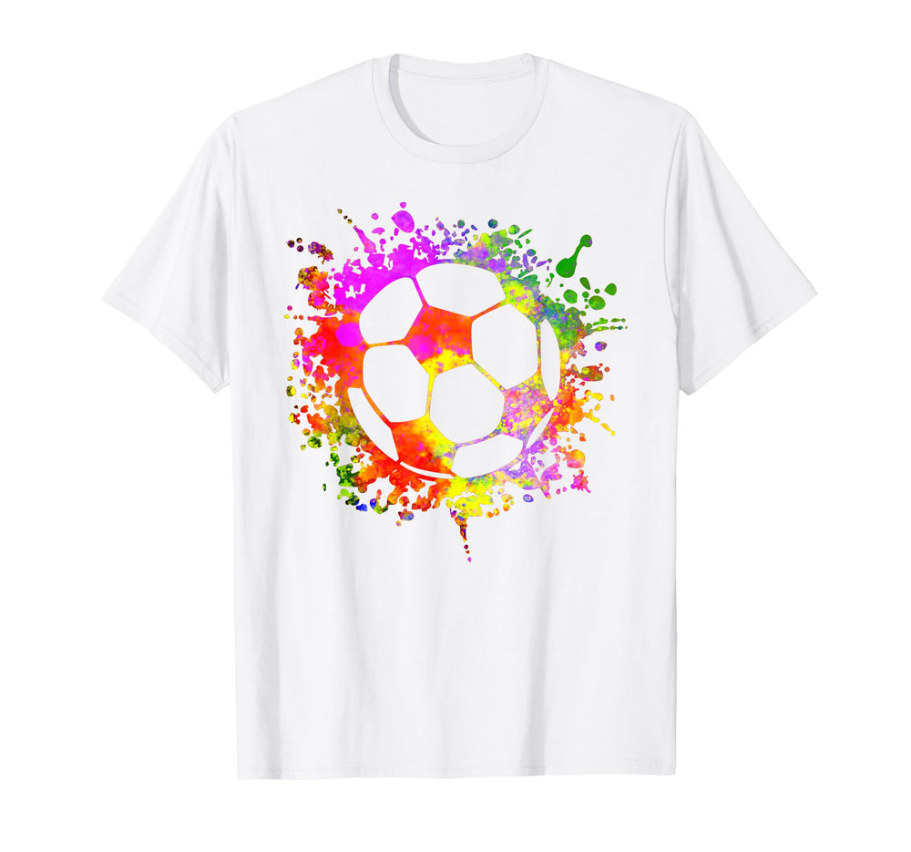 Soccer Ball Watercolor Paint Splashes T-Shirt - Novelty Apparel Unisex