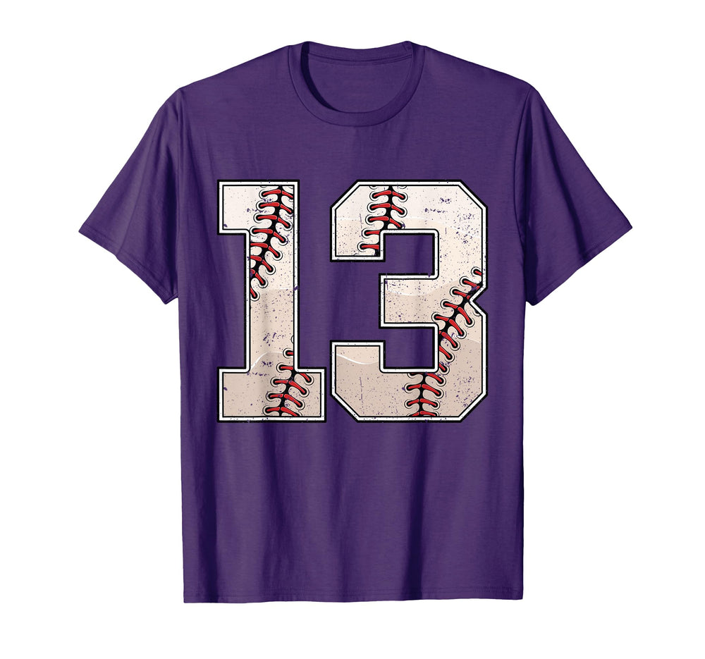 Baseball Birthday Thirteen 13 Years Old T-Shirt - Unique Graphic Men Women