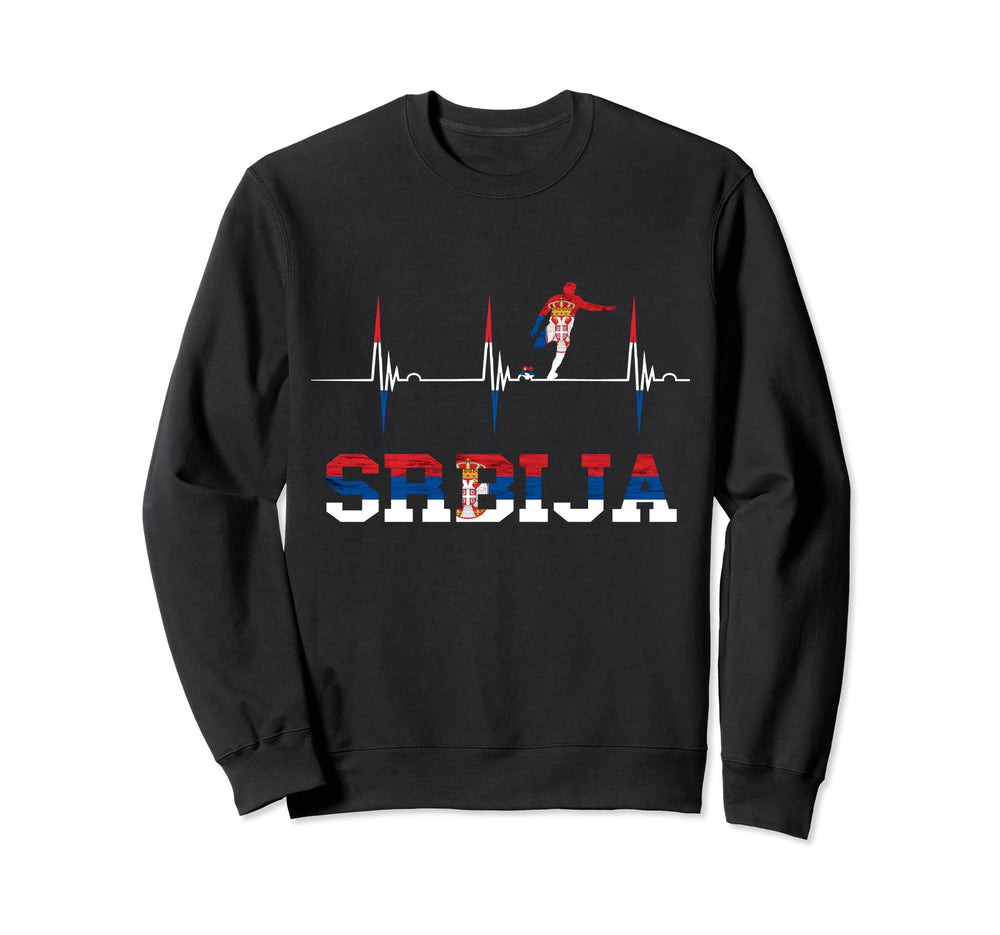 Serbia Soccer Team Srbija Heartbeat Sweatshirt - Novelty Apparel Men Women