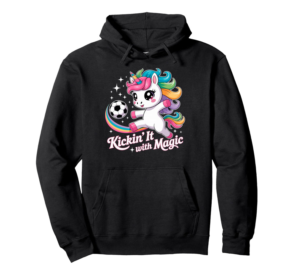 Unicorn Soccer Goalie Player Kickin It Magic Hoodie - Unique Graphic Unisex