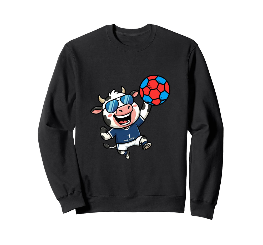 Moo United 7 Soccer Cow Athlete Sweatshirt - Minimalist Print for Adults