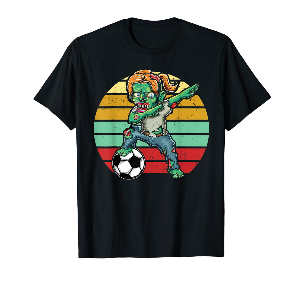 Female Zombie Halloween Soccer Lover T-Shirt - Custom Art Print Men Women