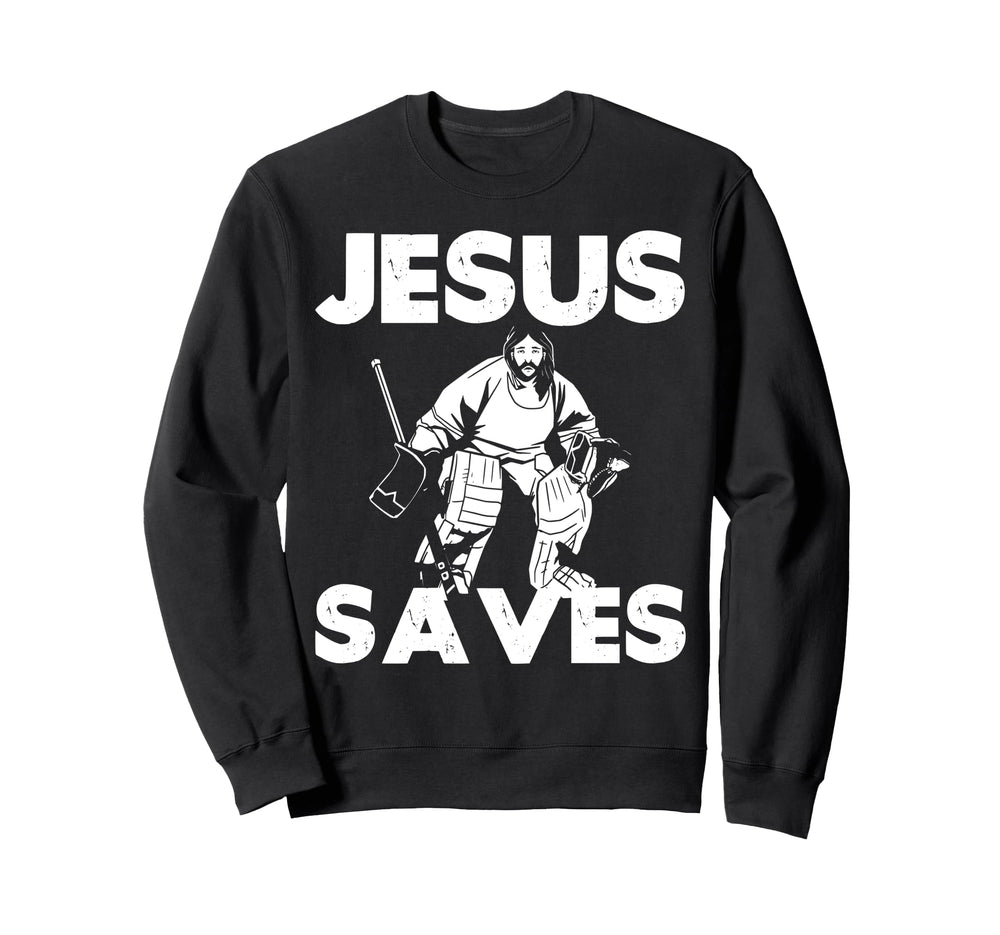Ice Hockey Goalie Goalkeeper Jesus Sweatshirt - Unique Graphic for Adults