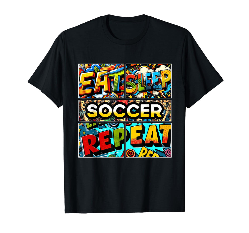Eat Sleep Soccer Repeat T-Shirt - Minimalist Print for Adults