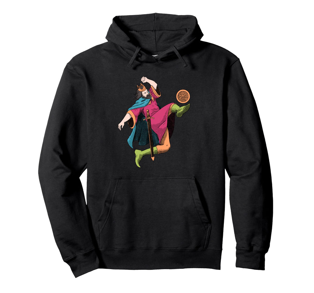 King Is Kicking Shield Game Soccer Hoodie - Fun Novelty Design Men Women