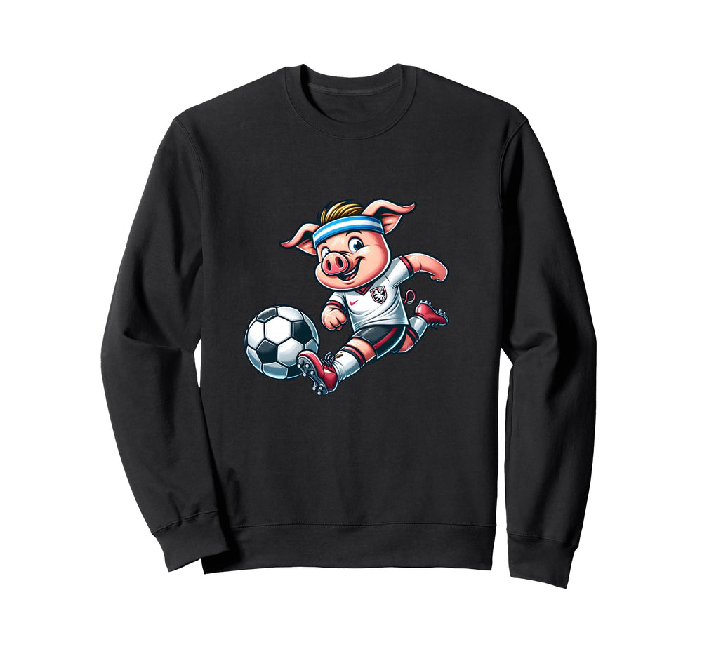 Football Pig Mascot Playing Soccer Sweatshirt - Graphic Print Unisex