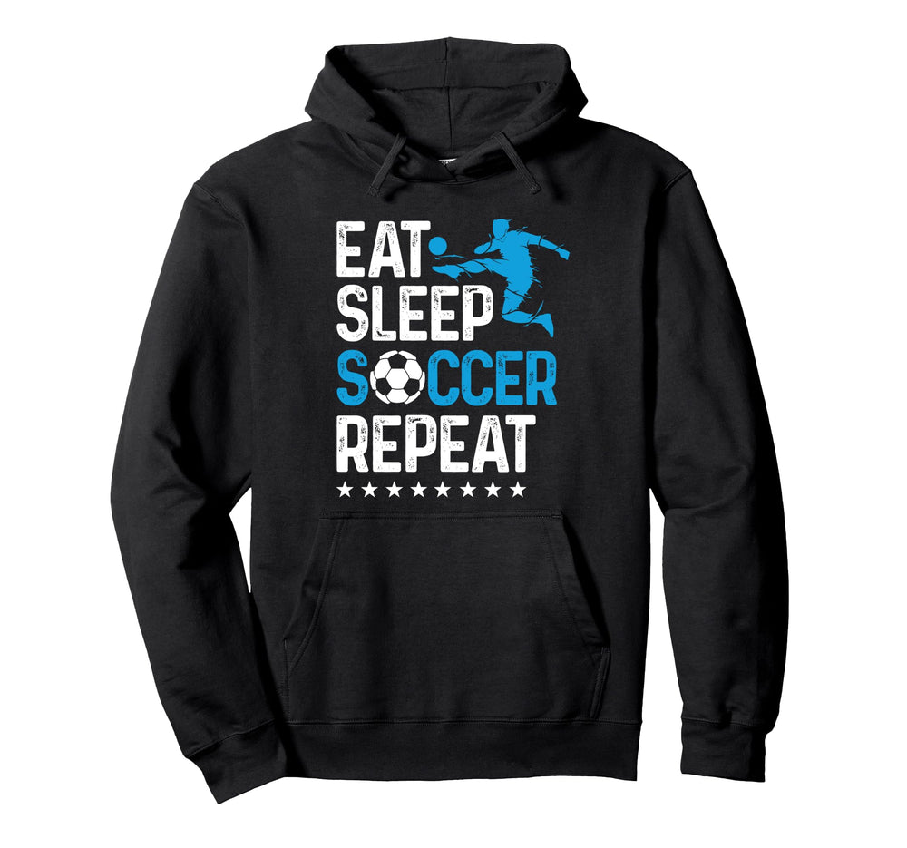 Eat Sleep Soccer Repeat Sport Player Hoodie - Minimalist Print for Adults
