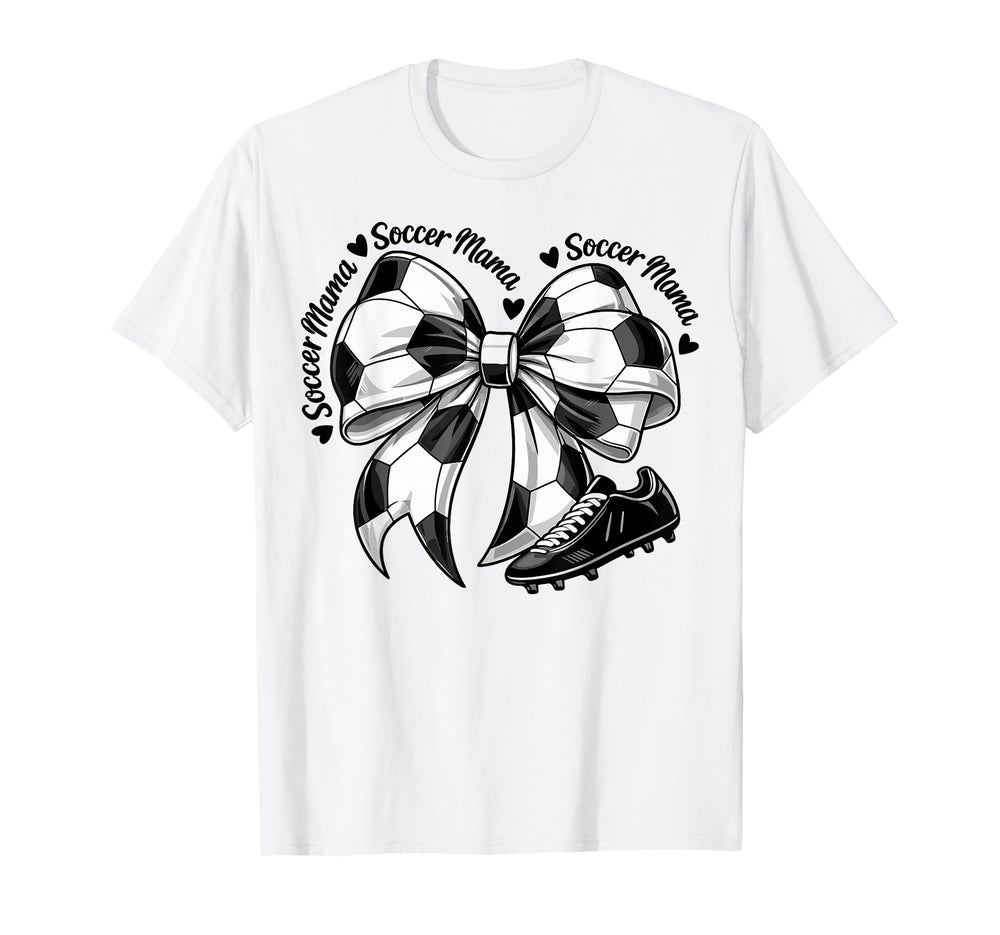 Soccer Mama Mom Coquette Bows Mothers T-Shirt - Graphic Print for Adults