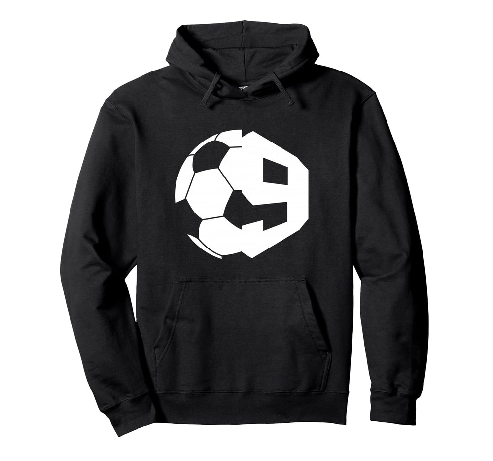Number 9 Years Soccer 9Th Birthday Hoodie - Trendy Graphic for Adults