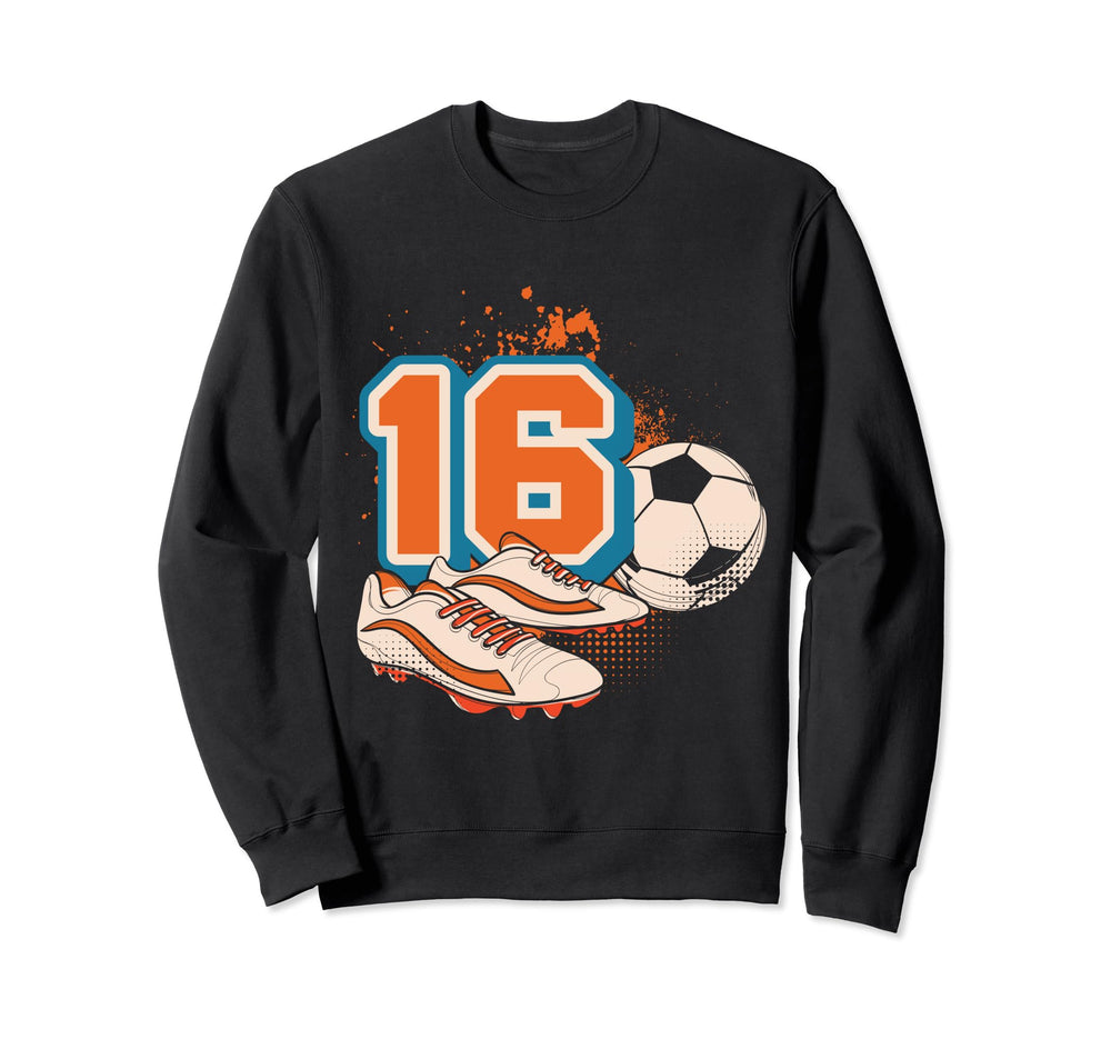 16Th Birthday Soccer Player Football Sweatshirt - Aesthetic Graphic Unisex