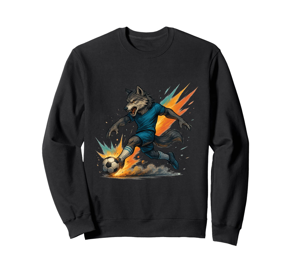 Fierce Soccer Wolf Power Kick Sweatshirt - Fun Novelty Design Men Women