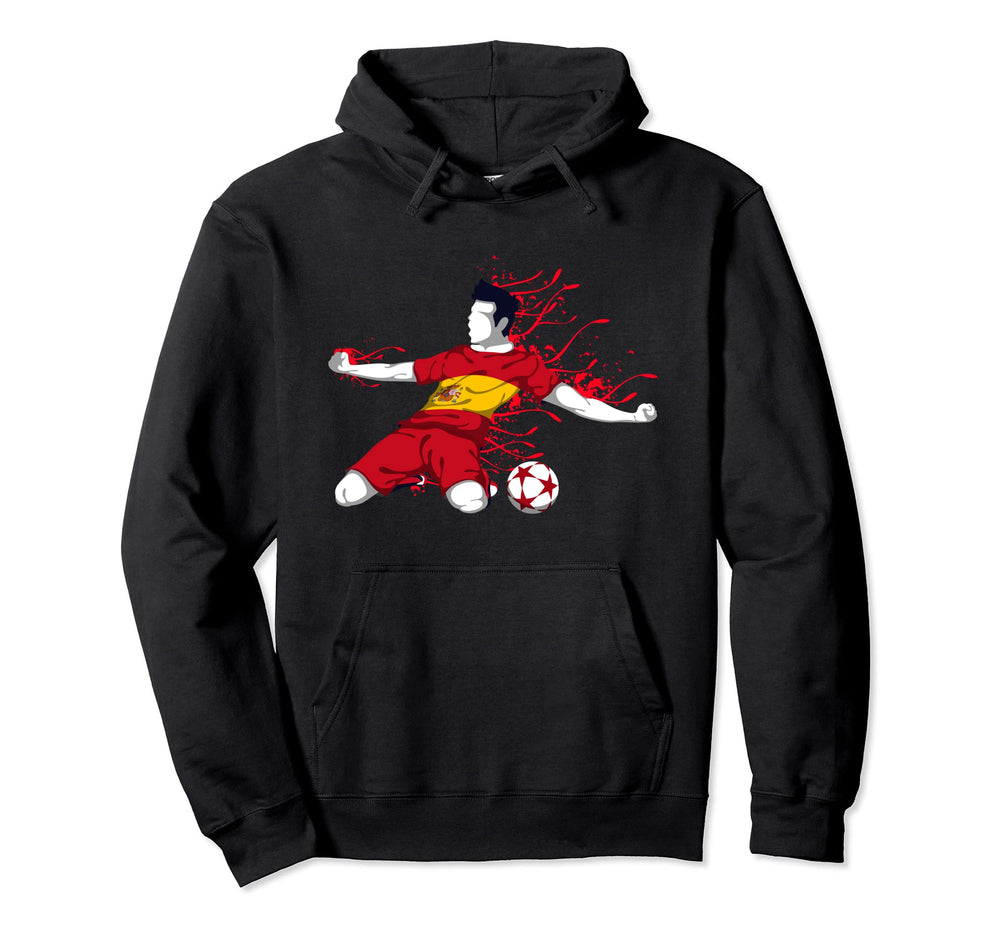 Spain Soccer Fans Jersey Spanish Flag Hoodie - Casual Everyday Wear Unisex