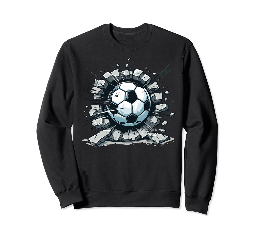 Soccer Ball Break Wall Soccer Sweatshirt - Novelty Apparel for Adults