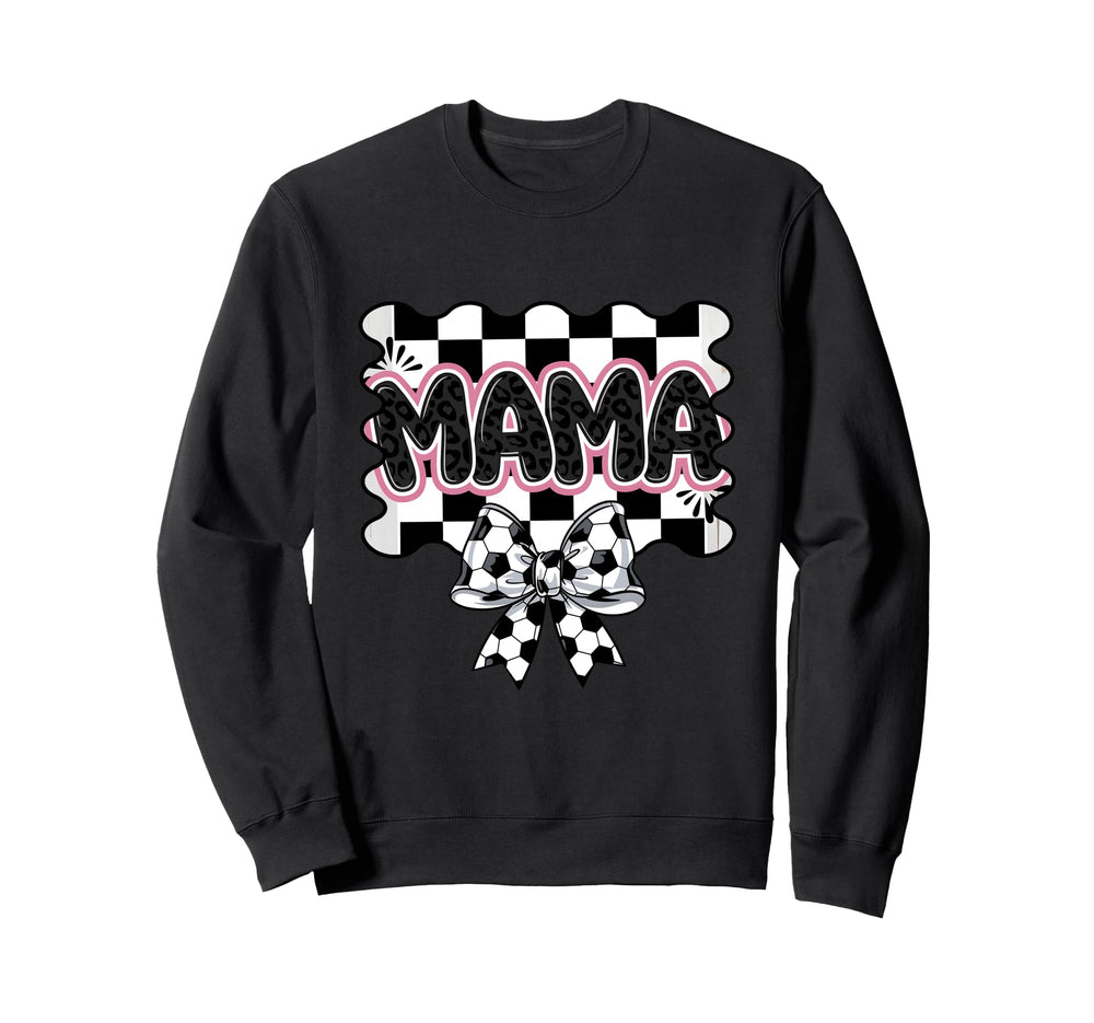 Checkered Soccer Mama Bow Leopard Sweatshirt - Graphic Print for Adults