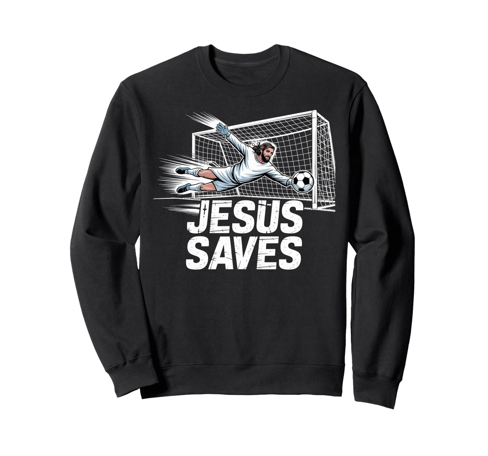 Soccer Goalie Goalkeeper Jesus Sweatshirt - Minimalist Print for Adults