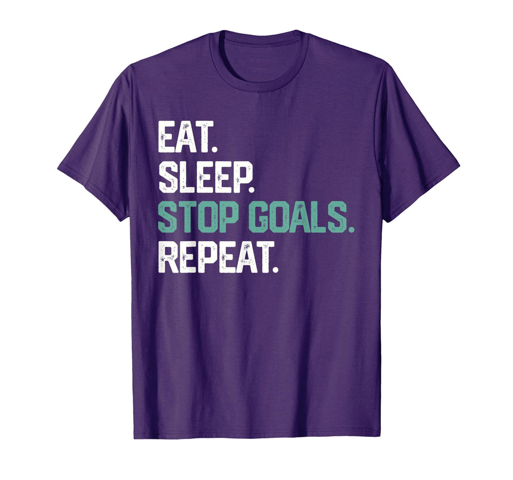 Eat Sleep Stop Goals Repeat Goalie T-Shirt - Unique Graphic for Adults