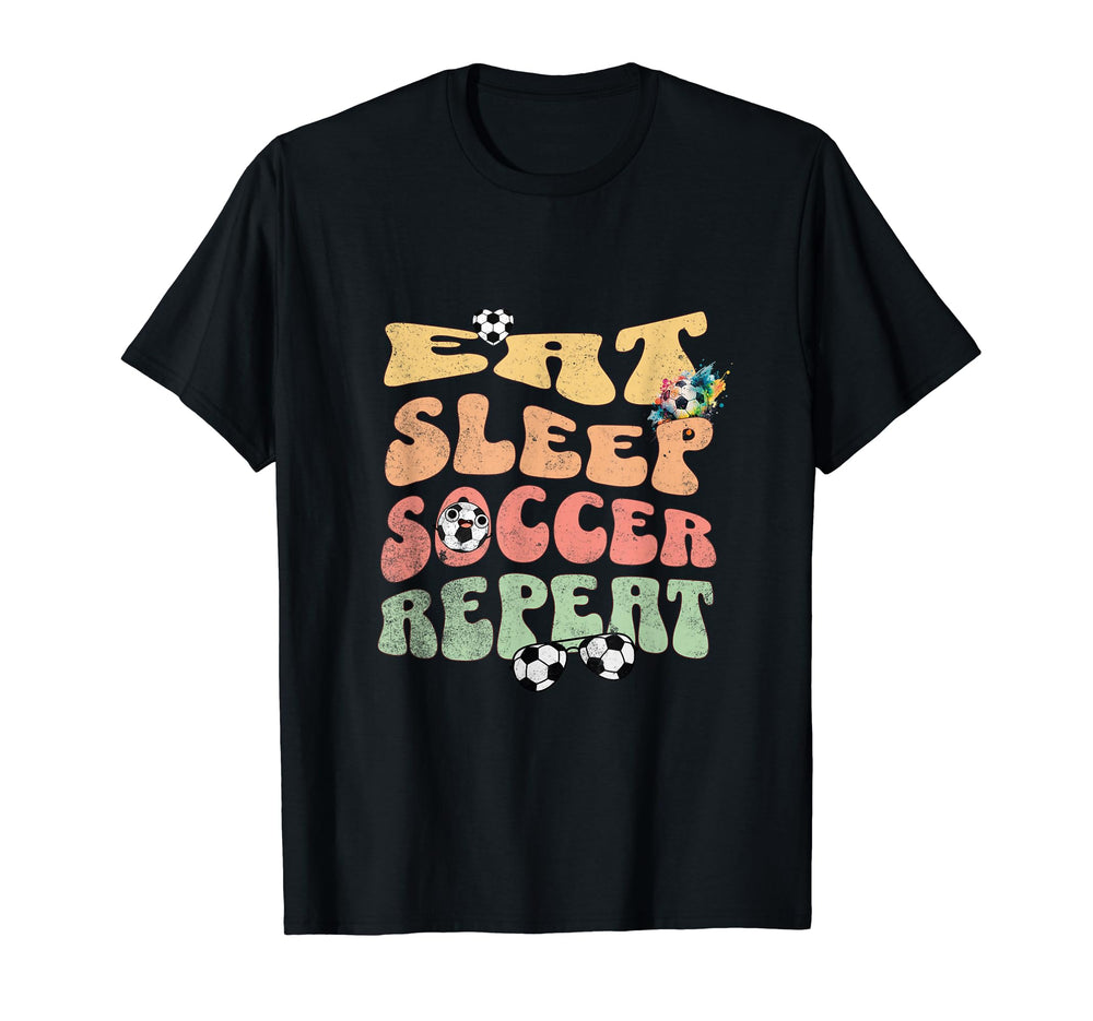 Eat Sleep Soccer Repeat Football Sunglass T-Shirt - Graphic Print Unisex