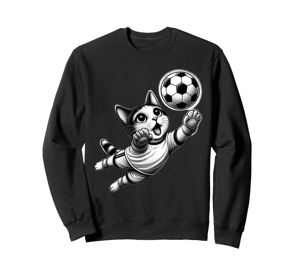 Soccer Goalie Athletic Kitten Sweatshirt - Casual Everyday Wear Men Women