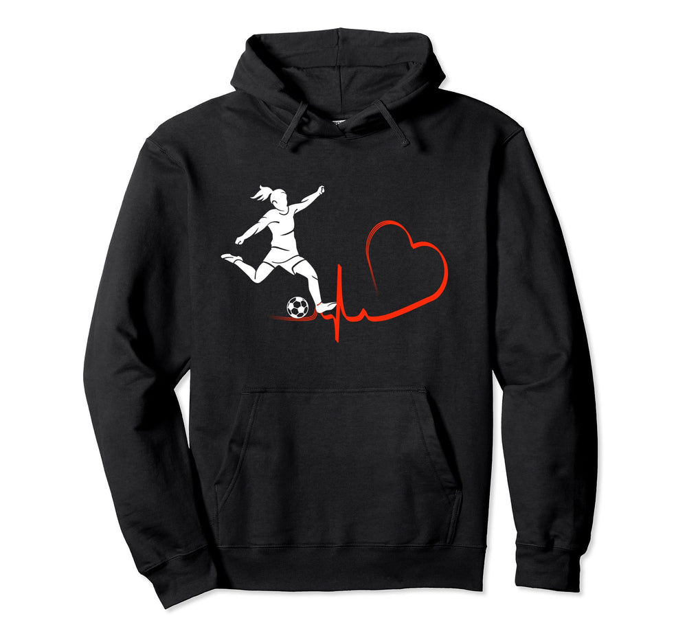 Soccer Football Heartbeat Funny Hoodie - Casual Everyday Wear Unisex