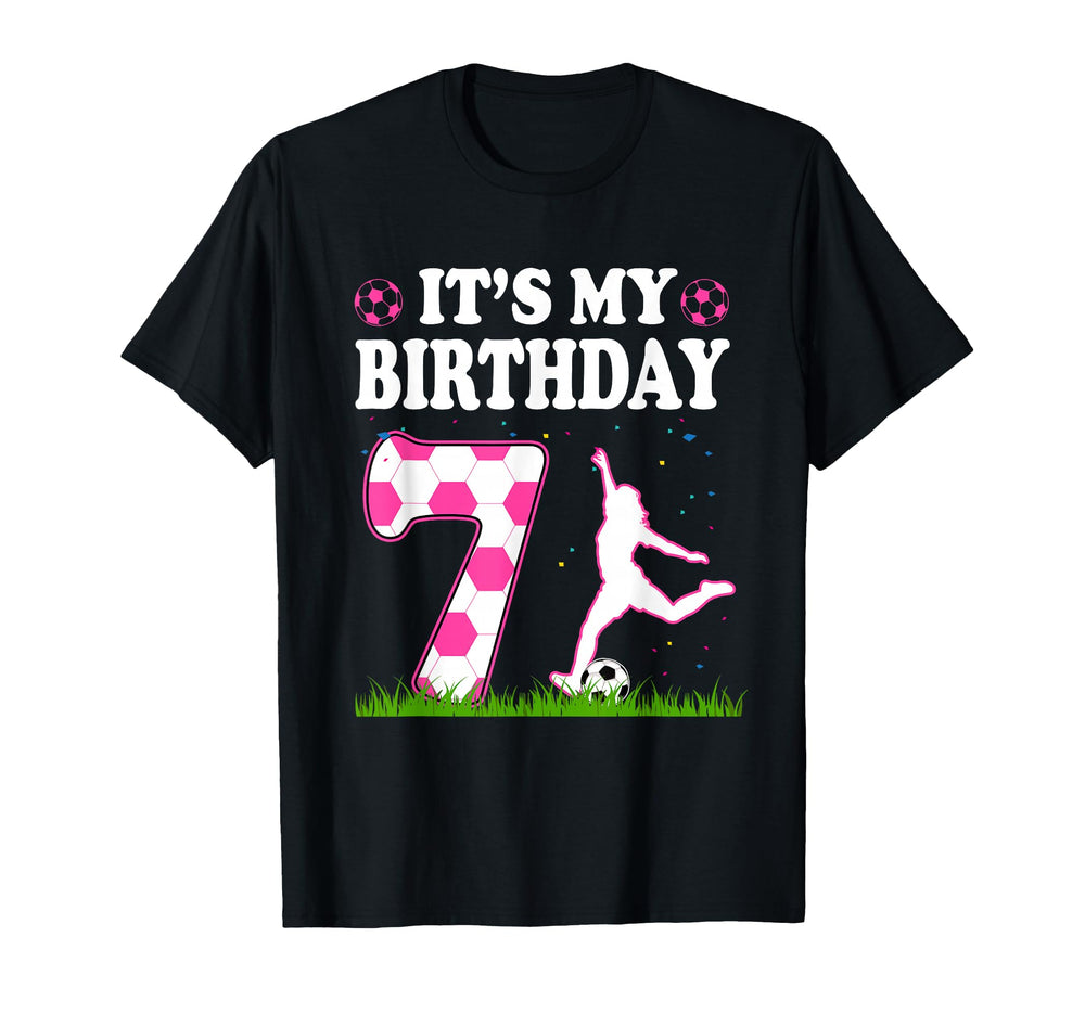 Its My 7Th Birthday Soccer Theme 7 Years T-Shirt - Graphic Print Unisex