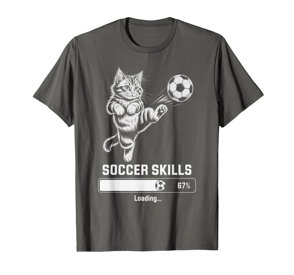 Funny Cat Soccer Skills Loading T-Shirt - Casual Everyday Wear Unisex