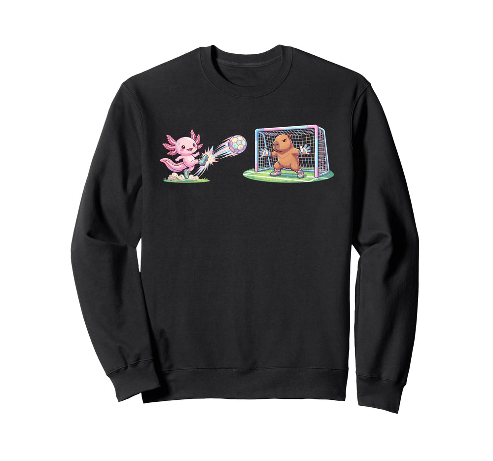 Axolotl Kicks Ball Capybara Goalie Sweatshirt - Graphic Print Men Women