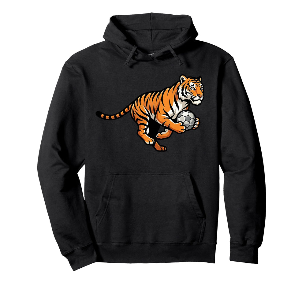 Soccer Tiger Holding Ball Fierce Hoodie - Aesthetic Graphic Men Women