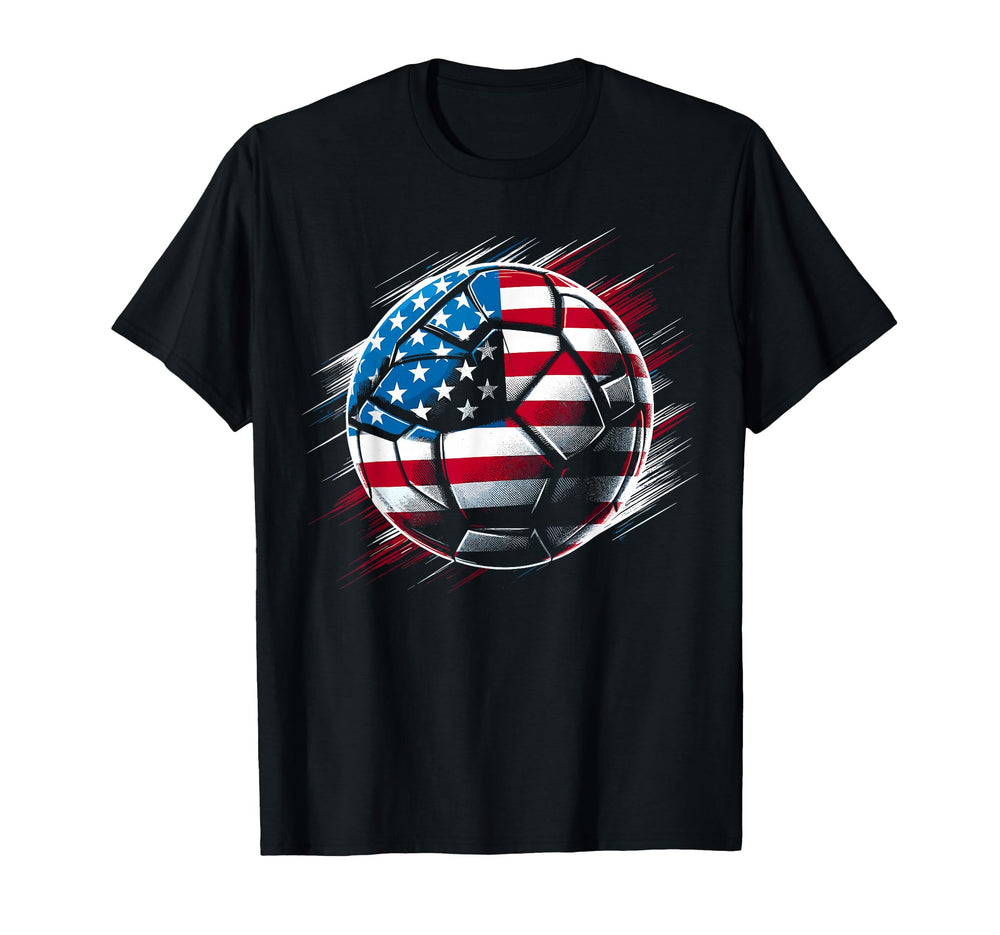 American Flag Soccer Ball T-Shirt - Unique Graphic Men Women
