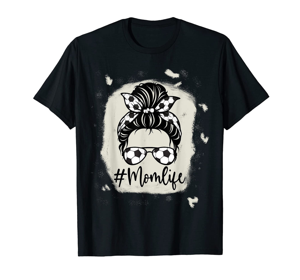 Womens Bleached Dy Mom Life Soccer T-Shirt - Streetwear Style Men Women