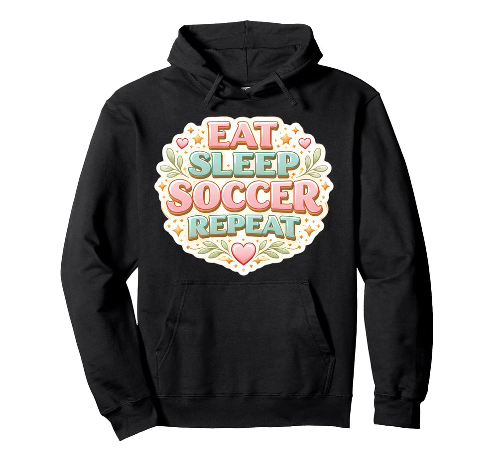 Eat Sleep Soccer Repeat Womens Floral Hoodie - Aesthetic Graphic Men Women