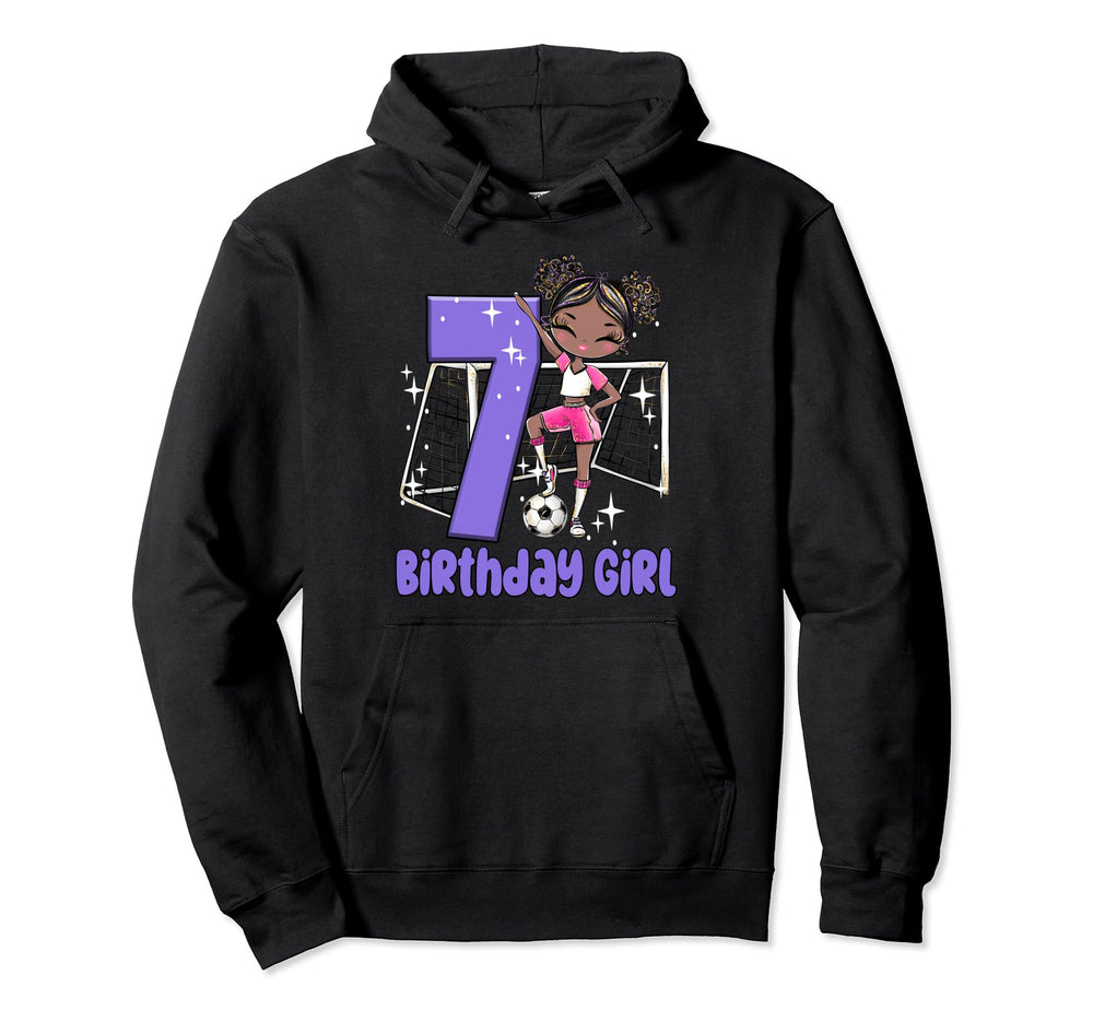 7Th Birthday Black Soccer Ball Net Hoodie - Casual Everyday Wear Men Women