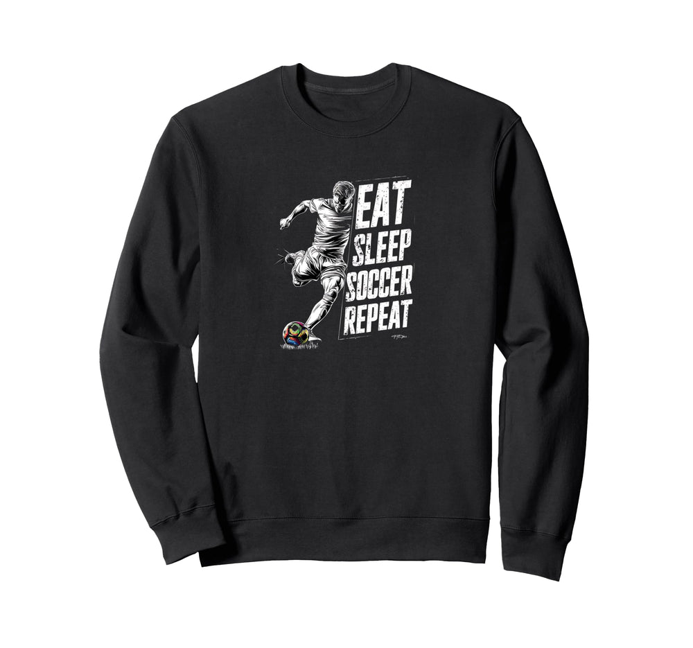 Funny Eat Sleep Soccer Repeat Soccer Sweatshirt - Aesthetic Graphic Unisex