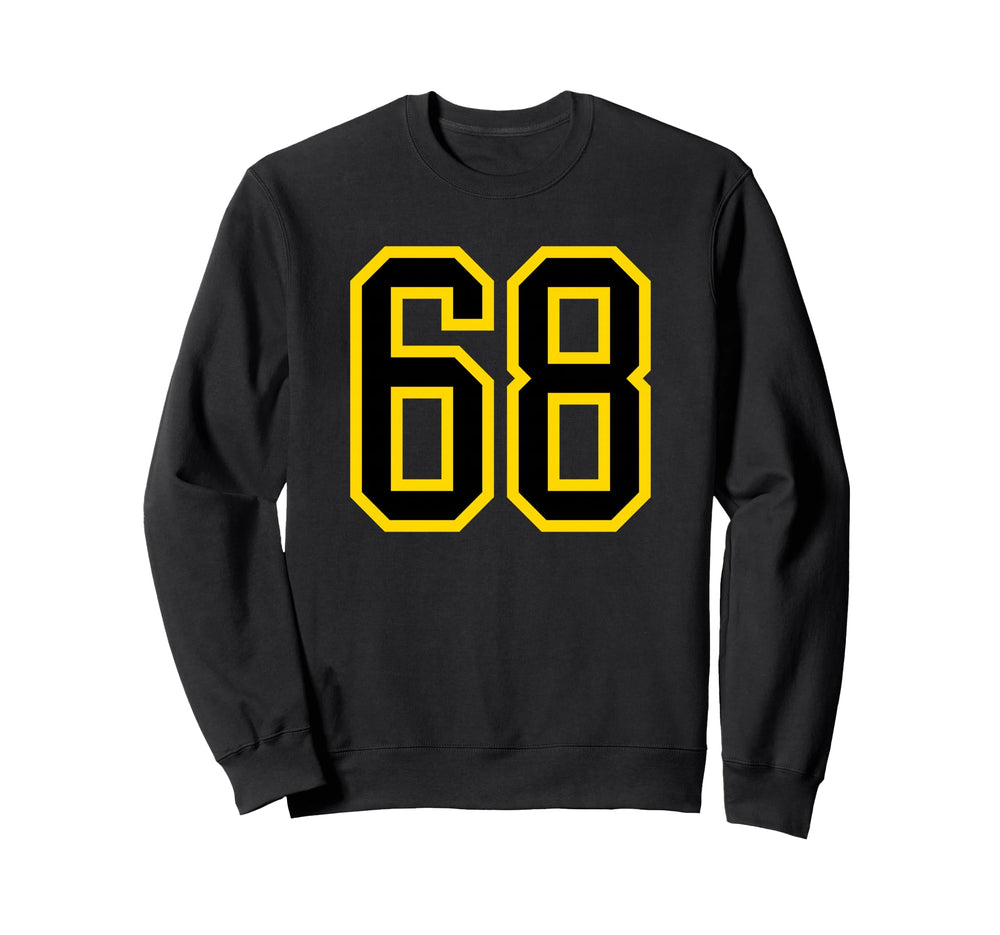 Yellow Black Sport Team Number 68 Sweatshirt - Aesthetic Graphic for Adults
