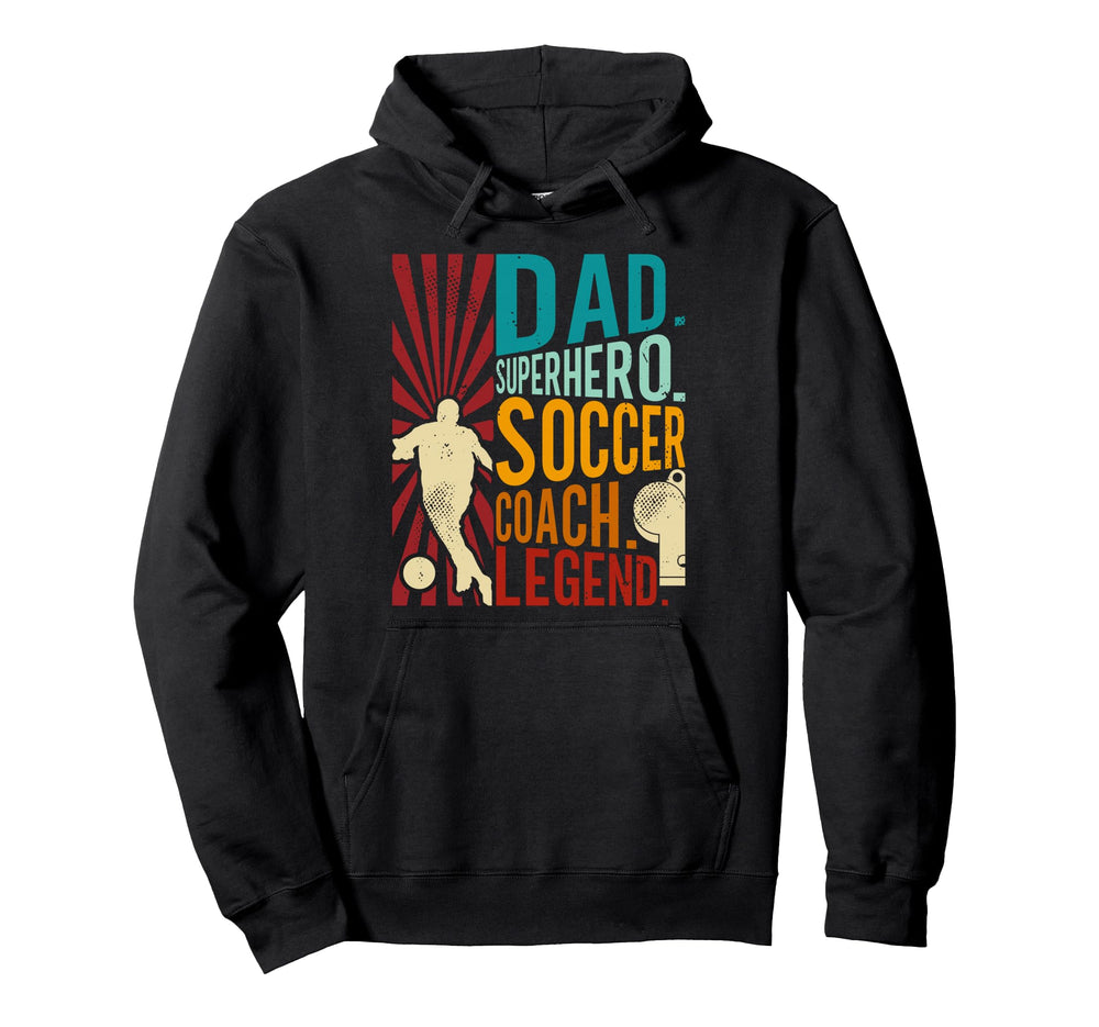 Soccer Coach Dad Superhero Father Hoodie - Fun Novelty Design Men Women