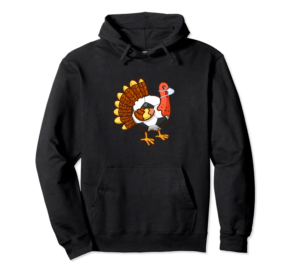 Funny Thanksgiving Turkey Soccer Hoodie - Minimalist Print for Adults