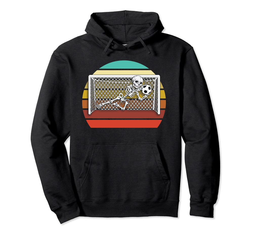 Skeleton Soccer Goal Keeper Halloween Hoodie - Graphic Print for Adults