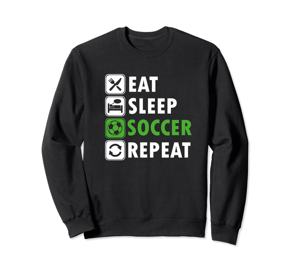 Eat Sleep Soccer Repeat Soccer Sweatshirt - Minimalist Print for Adults