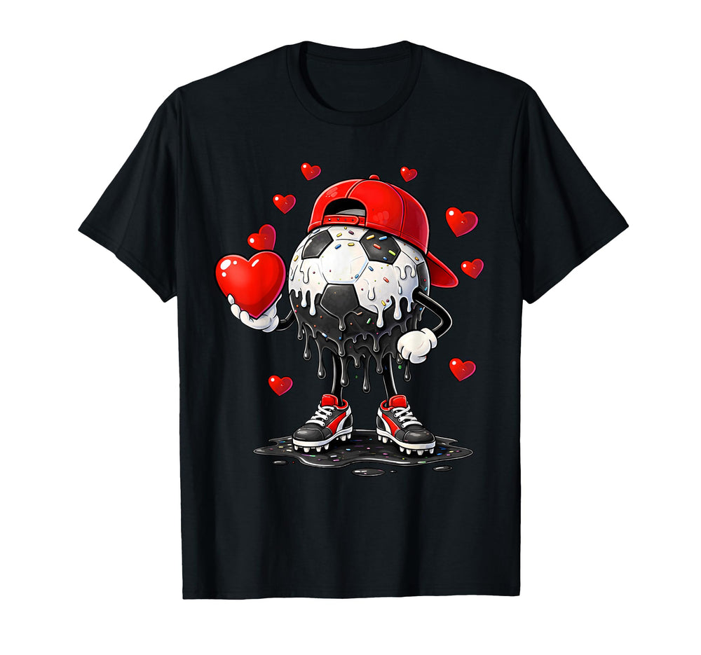 Valentine Soccer Heart Drip Sport T-Shirt - Minimalist Print for Adults