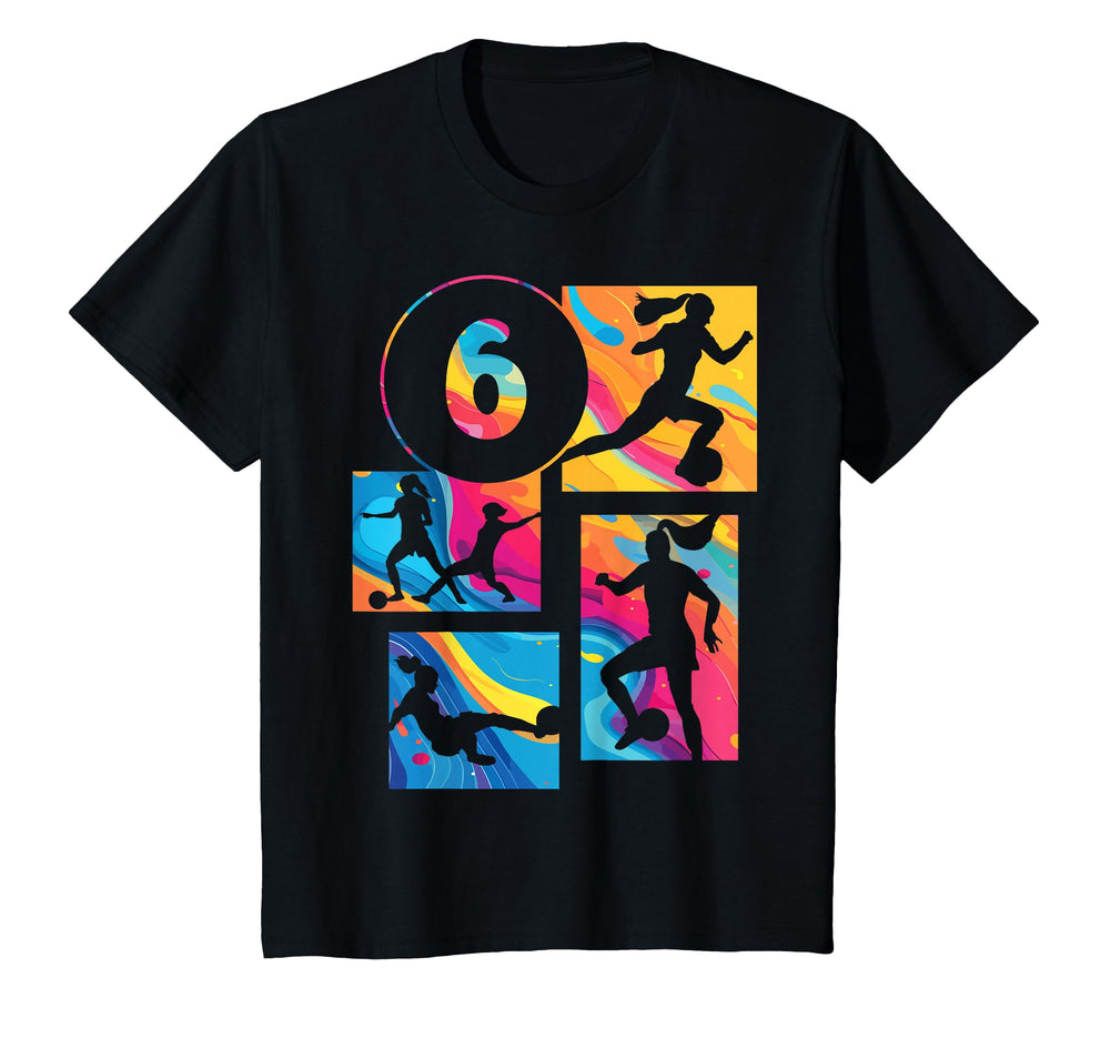 6Th Birthday Soccer Player Football 6 T-Shirt - Custom Art Print Men Women