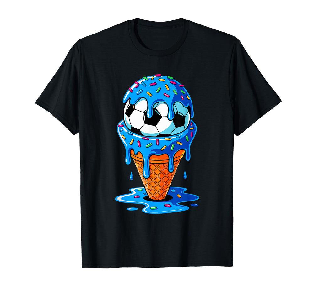 Soccer Ball Ice Cream Drip Fun T-Shirt - Streetwear Style Men Women